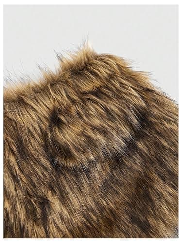 MakeMeChic Women's Fur Skirts Brown Mini Shorts Y2K Summer Fuzzy Low Waisted Skorts Concert Outfits thumbnail 4