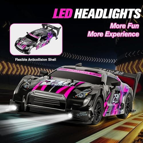 PANKQQ RC Drift Car, 1:16 Scale Drifting RC Cars, 2.4GHz 4WD RC Race Car, 40km/h High-Speed Remote Control Drift Car Vehicle, Racing Sport Toy Ideal Gift for Boys Girls Kids-2 USB Batteries (Purple) thumbnail 7