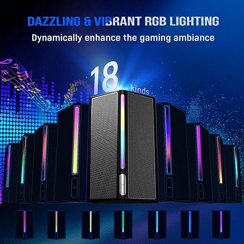 FIFINE Computer Speakers System with Subwoofer, Gaming Speaker for PC with RGB, Volume Control, Monitoring, 3.5mm Aux Input, AC Powered Speakers for Desktop Mobile TV-AmpliGame A22 thumbnail 4