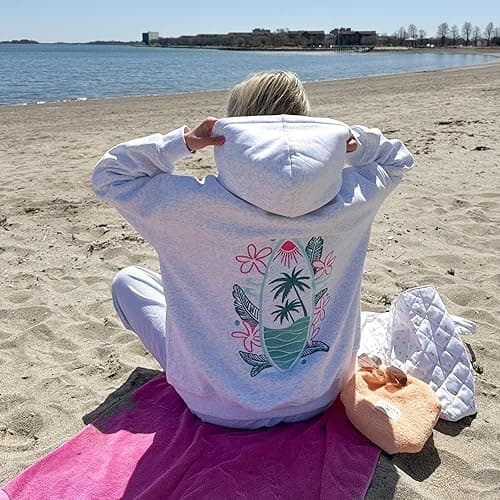 Women Preppy Embroidered Hoodies Y2K Graphic Cute Teen Girls Vintage Oversized Sweatshirt Floral Aesthetic Pullover Top thumbnail 5
