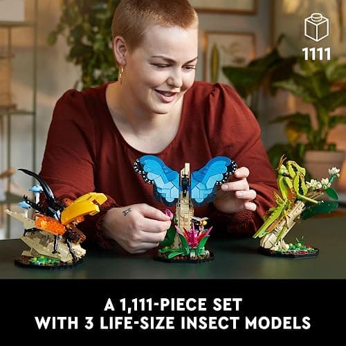 LEGO Ideas The Insect Collection, Fun Gift for Nature Lovers, with Life-Size Blue Morpho Butterfly, Hercules Beetle and Chinese Mantis Display Models, Bug Building Set and Nature Décor, 21342 thumbnail 2