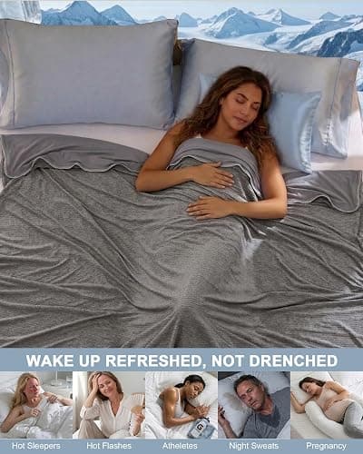 DouxDosy Cooling Blanket - Thin Throw Blanket for Couch, Sofa, Chair, Q-Max>0.4, Lightweight, Breathable, Double-Sided, Absorbs Heat to Keep Body Cool in Summer, 50"x70", Grey thumbnail 3