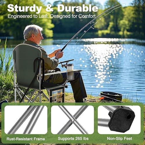 VTOY Folding Camping Chairs Durable 600D Oxford, Portable Outdoor Chair with Cooler Pouch, Cup Holder & Storage Pocket for Camping, Beach, Fishing thumbnail 5