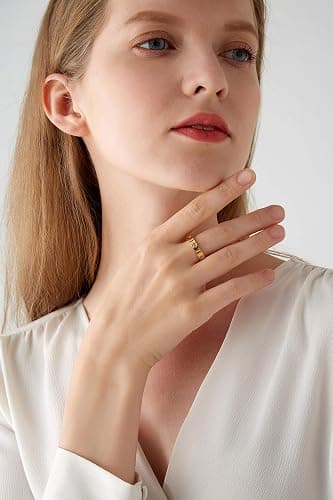 PDWZNBA Love Friendship Ring 18K Gold-Plated Stainless Steel Promise Ring Wedding Band Jewelry Birthday Gifts for Women thumbnail 5