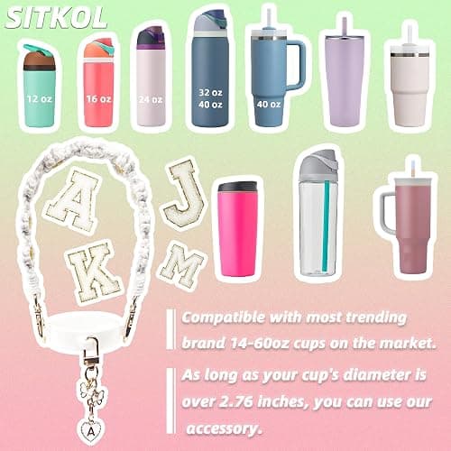 Cute Letter Charm Set Compatible with Owala Water Bottle 24 oz, 32 oz, 40 oz, Owala Kids, Owala Coffee Tumbler, Owala FreeSip – Includes Handle Strap, for Owala Accessories & Stanley Cup Accessories thumbnail 2