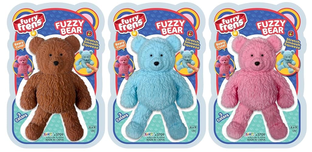 JA-RU Fuzzy Bear Squishy Toys for Kids (3 Bears Assorted Colors) – Cute Animal Squeeze Toys, Stress Relief Toy, Bear Party Favors, Classroom Prizes & Goodie Bag Stuffers. Assor-3711-3s - Image 1