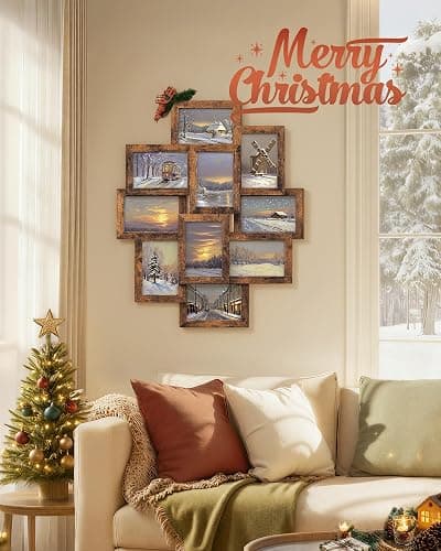 SONGMICS Collage Picture Frames, 4x6 for Wall Decor 10 Pack, Assembly Required, Rustic Brown URPF020X02 thumbnail 2