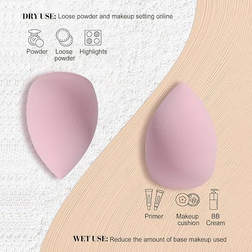 BS-MALL Makeup Sponge & Triangle Puff Set Pink for Mini Detailed Application Foundation Concealer Soft Pearl Cotton Sponge Pack of 10 thumbnail 4