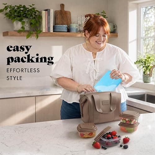 Fit & Fresh Remi Neoprene Lunch Bag for Women w/Ice Pack & Containers | Machine Washable Lunch Box For Women, Self Insulating Durable Neoprene, Large Capacity For Nurses, Teachers, School, Work thumbnail 6