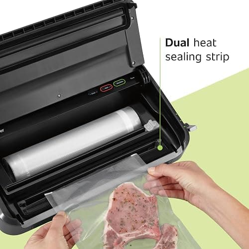 FoodSaver Vacuum Sealer Machine, Automatic Bag Detection, Sous Vide Friendly, with sealer bags, roll, handheld vacuum sealer, black thumbnail 3