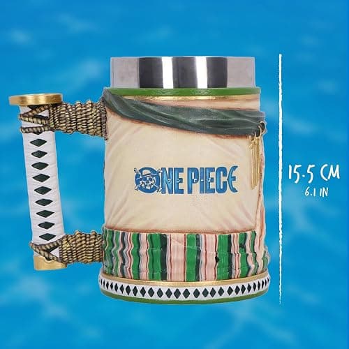 Nemesis Now One Piece Zoro Tankard 15.5cm - Officially Licensed Anime Resin Drinkware with Sword Hilt Handle, Zoro's Emblem, One Piece Logo, For Fans thumbnail 2