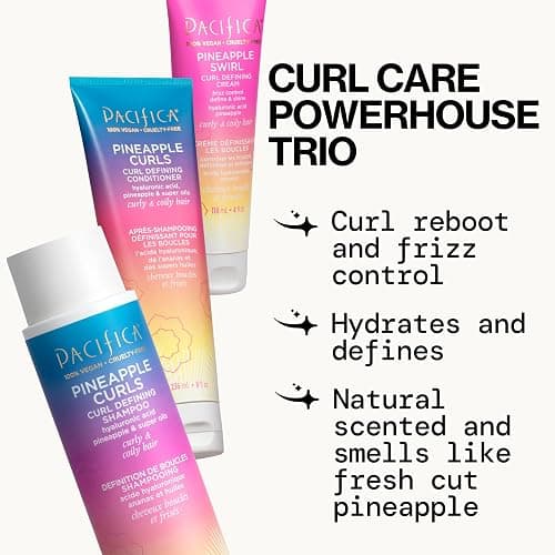 Pacifica Beauty Pineapple Curls 3-Step Hair Care Kit: Curl Defining Shampoo + Conditioner + Pineapple Swirl Curl Cream – Enhances Curls, Reduces Frizz, Vegan & Silicone-Free thumbnail 2