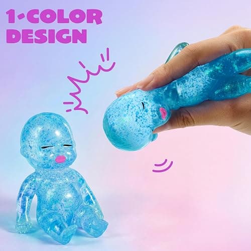 JOYIN Blue Baby Stress Relief Toy, 6.1Inch Baby Glitter Squishy Toy, Slow Rising Toy for Kids & Adults, Soft Squeeze Anxiety Relief Fidget Sensory Toy for Gifts, Party Favors, Office thumbnail 6