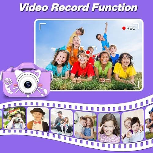 Goopow Kids Camera Toys for 3-8 Year Old Girls Boys,Children Digital Video Camcorder Camera with Cartoon Soft Cover, Best Chritmas Birthday Festival Gift for Kids - 32G SD Card Included thumbnail 6