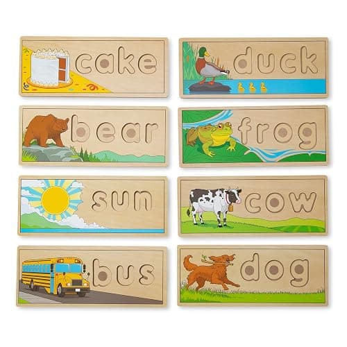 Melissa & Doug See & Spell Wooden Educational Toy with 8 Double-Sided Spelling Boards and 64 Letters Preschool Learning Activities, See & Spell Learning Toys for Kids Ages 4+ | 73 Pieces, 8 Double-Sided Spelling Boards, 64 Wooden Letters, Educational Toy, Preschool Learning Toys for Kids, Ages 3+ thumbnail 4