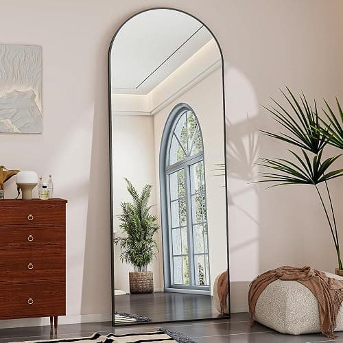 Riskioir 65" x 24" Arch Full Length Mirror - Floor Full Body Mirror with Aluminum Frame - Standing, Leaning or Hanging, for Bedroom, Living Room, Black thumbnail 7