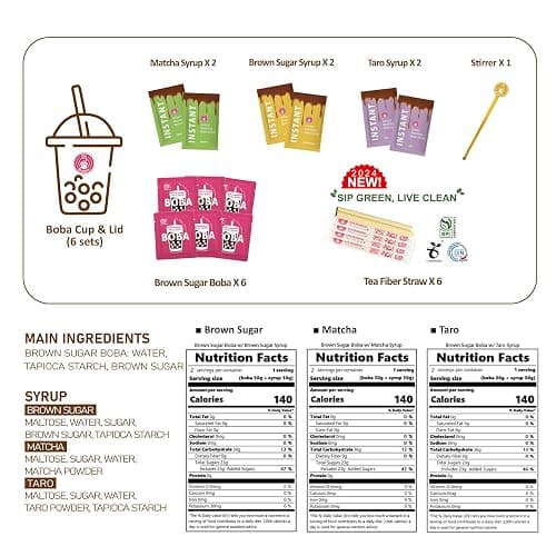 O's Bubble Boba Tea Kit - Bubble Tea Kit - All in One Boba Kit for Boba Tea Lovers - Boba Party Kit for Boba Drinks - Boba Kit for Kids - 6 Servings Includes Cups, Straws, Stirrer (Party Kit Variety Pack Upgrade) thumbnail 2