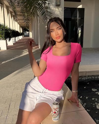 OQQ Women's 2 Piece Square Neck Short Sleeve Bodysuits | Sexy Ribbed One Piece, Shapewear, Tummy Control, One Piece Leotard Shirt, Casual Bodysuits, Versatile Stretchy Bodysuits thumbnail 5