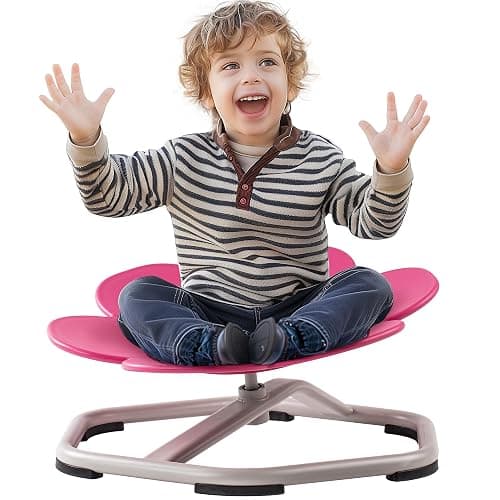 ROBUD Kids Sensory Swivel Chair, Kids Swivel Chair | with Non-Slip Design, Training Body Coordination, Flower Shape Wobble Chair, No Assembly, Pink thumbnail 7