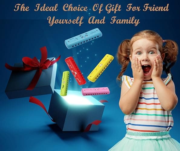 Crafteem Color Blues Harmonica, Key of C for Kids, Children, Toddler and Beginners,10 Hole 20 Tones Musical Instrument Toy Gift thumbnail 6