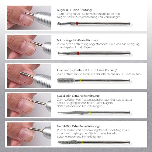 MelodySusie 10pcs Diamant Bits Set Professioneller Schleifkörper Schleifkopf Nagelfräser Aufsätze Set für Maniküre Pediküre Nagelpflege, Silber thumbnail 4