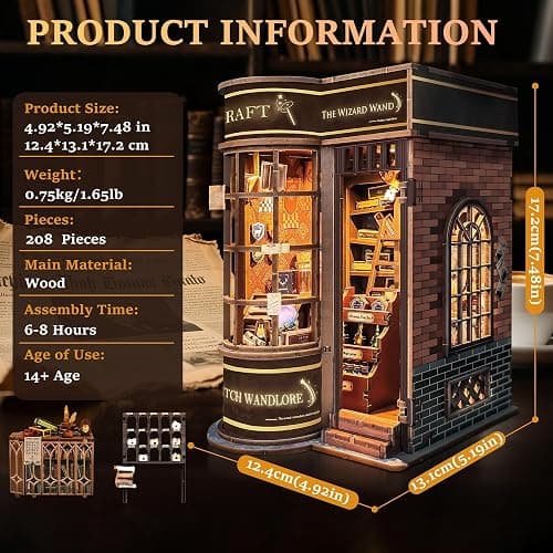 Book Nook Kits for Adults: SUNNINO Book Nook Kit Model Kits Craft Kits for Adults - DIY Miniature Doll House Kit for Bookshelf Booknook Tiny House with Sensor Led Light thumbnail 6