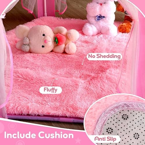 Princess Castle Tent with Rug for Girls Fairy Play Tents for Kids Hexagon Playhouse with Fairy Star Lights Toys for Children or Toddlers Indoor Games (Pink Princess Tent with Rug) thumbnail 5