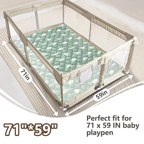 Beavtaens Baby Play Mats for Floor, 71”x59” Upgraded Thickness & Larger Super Soft Playmat for Babies and Toddlers, Foldable Washable, Upgrade Anti-Slip Crawling Mat for Playpen(Trees) thumbnail 2