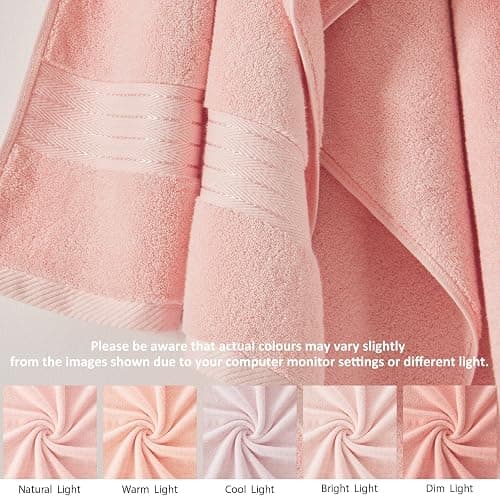 COZYART Pink Bathroom Towel Set 6Pcs, 100% Turkish Cotton Bath Towel Sets for Bathroom, Soft Absorbent, 650 GSM Luxury 6 Pcs with 2 Bath Towels, 2 Hand Towels, 2 Washcloths thumbnail 5