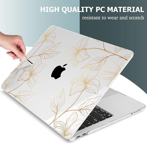 Mektron Case for 2026 MacBook Neo 13-inch A18 Pro chip A3404 Laptop Cover with 13-inch (Diagonal) Liquid Retina Display+ Keyboard Cover+ Screen Protector, Gold Flower S718 thumbnail 4