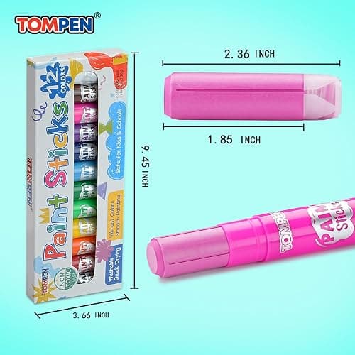 TOMPEN Tempera Paint Sticks for Kids & Artists,72 Pack 12 Vibrant Color | Non-Toxic,Quick Drying,Rainbow Colors,Washable Solid Paint Crayons,Ideal for Kids School Classroom Art Projects & DIY Crafts thumbnail 3