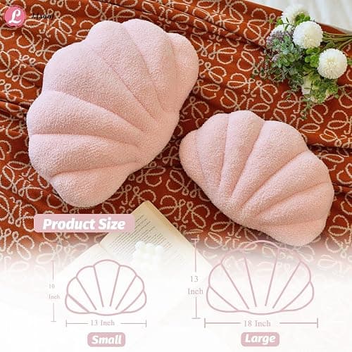 Lfsaaj Pink Seashell Throw Pillows, Shell Shaped Throw Pillows, 13 Inch Soft Home Decorative Pillow Plush Cushion for Bed Couch Living Sofa Room Decor Accent Throw Pillow thumbnail 4