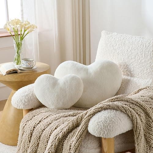 2PCS Heart Throw Pillows Room Decor Home Decor Bedroom Decor,White 9"*13" | Decorative Pillows Living Room Decor Office Decor Outdoor Couch Pillows Bed Cute Throw Pillows for Couch Car Valentine Gifts thumbnail 3