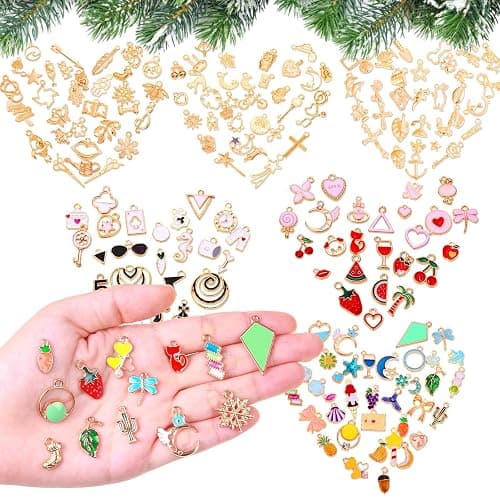 200Pcs Charms for Jewelry Making, Assorted Wholesale Mixed Bulk Metal Earring Bangle Charms for DIY Necklace Bracelet Jewelry Making and Crafting (Assorted Color) thumbnail 6