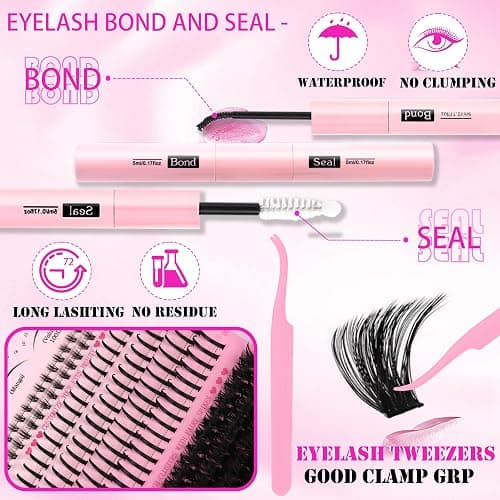 YIDUO Lashes Clusters Kit with Spikes Bottom Extensions False Eyelashes 816Pcs Bulk Packs with 2X Bond&Seal Volume D Curl Wispy Individual Fake Eyelash Wholesale Large Pack for Beginners Gift Choice thumbnail 8