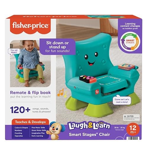 Fisher-Price Laugh & Learn Toddler Learning Toy Smart Stages Chair, Teal, Music Lights & Activities for Ages 1+ Years, Multilanguage Version thumbnail 7