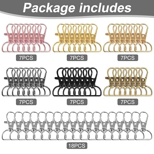 60PCS Key Chain Clip Hooks, Swivel Clasp Hooks, D Ring Clip Lanyard Hardware for Keychain Making(3/4”Inside Width) thumbnail 6