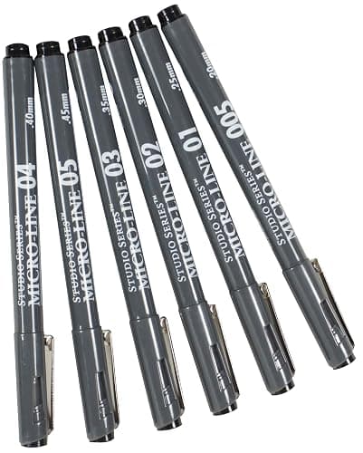 PETER PAUPER PRESS Studio Series Micro-Line Pigment Ink Pen Set (Set of 6) thumbnail 2