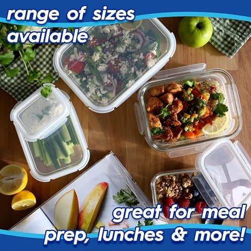 Harbour Housewares Glass Containers with Airtight Lids - 10 Pack - 2 Sizes (1040ml | 370ml) Lunch Box Tubs BPA-Free Meal Prep Containers Reusable Leak Proof Food Storage Tubs, Oven Safe, Freezer Safe thumbnail 8