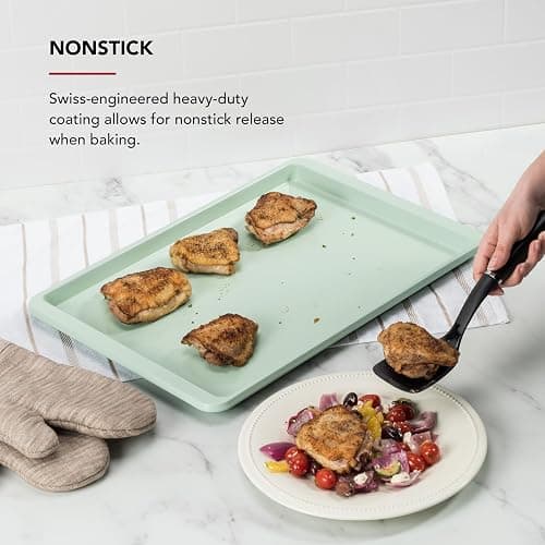 KitchenAid 13x18in Nonstick Aluminized Steel Baking Sheet, Pistachio thumbnail 4