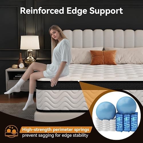 Susalt Queen Mattress 12 Inch, Queen Size Memory Foam Mattress in a Box, Hybrid mattresses with Independent Pocket Coils for Motion Isolation & Silent Sleep, Medium Firm,CertiPUR-US,100 Nights Trial thumbnail 6