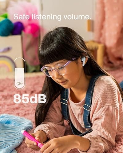 Belkin SoundForm Nano 2 Bluetooth Earbuds for Kids with Built-in Microphone, 28H Battery Life, Safe 85dB Volume, IPX5 Water Resistance - Kids Bluetooth Earbuds for iPhone,iPad,Galaxy,& More -White thumbnail 3