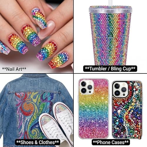 Resin Rhinestones for Bedazzling Kit, 3mm Flatback Gems Diamond Art Accessories with B7000 Glue and Tools for Nail Art, Clothes, Shoes, Crafts (28 Cells) thumbnail 7