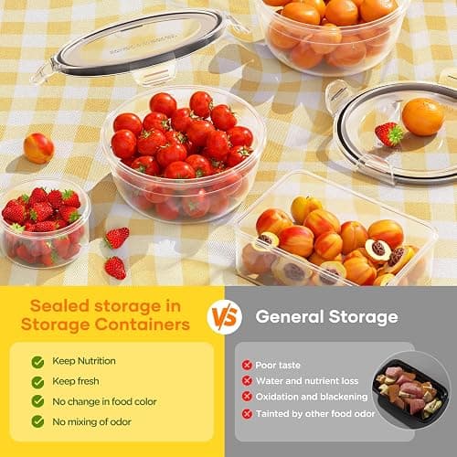 52 PCS Food Storage Containers with Lids Airtight (26 Lids & 26 Containers)- Reusable Plastic Leakproof Meal-Prep Container for Kitchen Storage Organization Microwave/Dishwasher Safe with Labels & Pen thumbnail 6