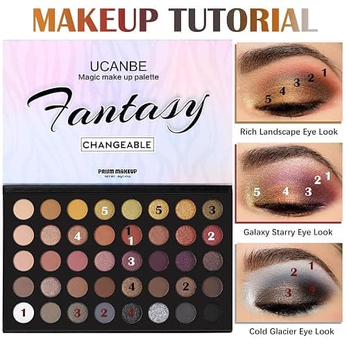UCANBE Professional Neutral Smokey Eyeshadow Makeup Palette, Matte Shimmer Metallic Black Grey Dark Goth Eye Shadows for Halloween, Pigmented Warm Smoky Naked Nude Rosy Gold Brown Pallet Make Up Kit thumbnail 7