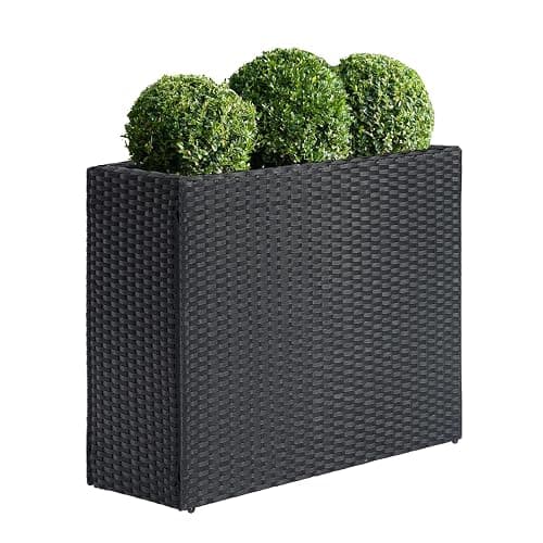 SUNNYPARK Tall Rectangular Planter with Removable Liner, All-Weather PE Rattan Large Modern Planters Indoor Outdoor Flower Plant Pots Garden Box Patio Yard Front Porch Deck - Image 1
