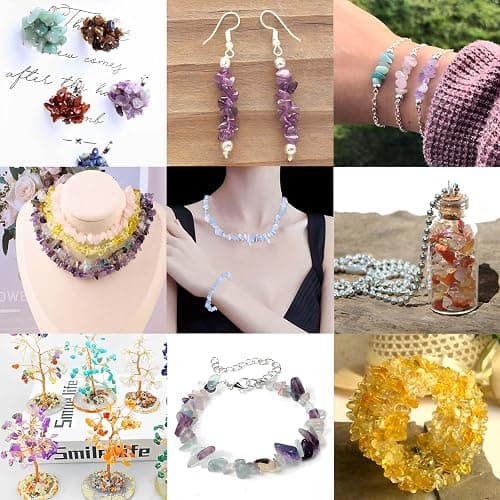 200pcs Natural Chip Stone Beads Gemstone Healing Crystal Loose Rocks Bead Irregular Glass Seed Charm Beads Drilled DIY for Jewelry Bracelet Necklace Earrings Christmas Making Crafting Supplies (5-8mm) thumbnail 6