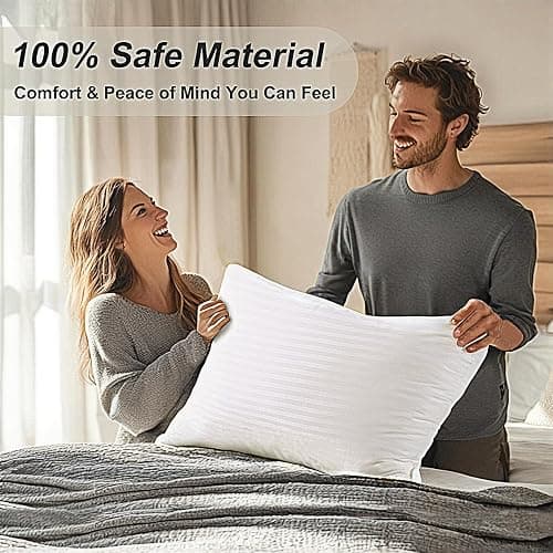 Favocama Pillows Standard Size Set of 4 Hotel Collection Bed Pillow for Sleeping Pillows 4 Pack for Back, Stomach or Side Sleepers Soft and Supportive Washable Pillows for Bedroom - White - Standard(Pack of 4) thumbnail 7
