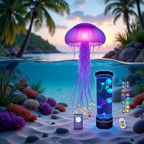 Lightahead Medium Jellyfish Lamp with Bluetooth Speaker, Color Changing LED | Ultimate 12-Inch Fake Jellyfish Aquarium, Larger, Brighter & Wider Than Most, for Everyone Décor, Autism, ADHD, Stress Relief thumbnail 4