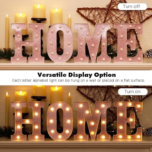 Small Led Marquee Letters, Light Up Letters, 8.58 Inch Led Letter Lights, Battery Powered Lighted Sign for Table, Party, Birthday, Christmas Decor (Pink Glitter, Letter B) thumbnail 8